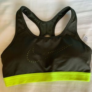 Nike dry-fit sport padded bra pro classic - green and yellow - size 3